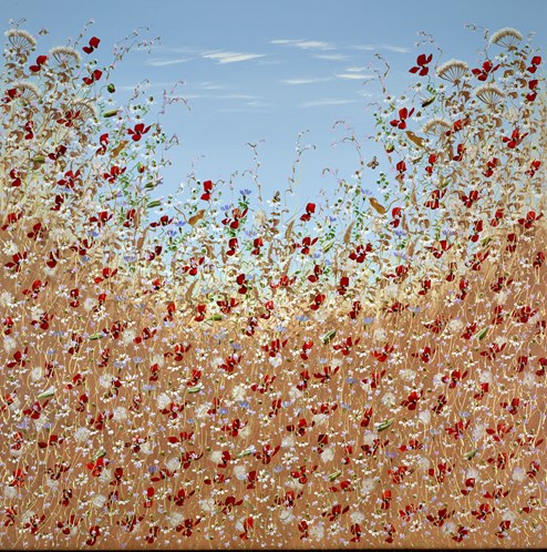 Scarlet Burst by Mary Shaw - Original Painting on Board